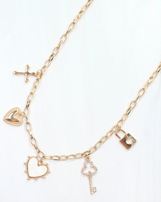 Key to My Heart Charm Necklace Gold
