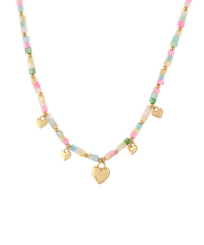 Pastel Small Beaded Heart Necklace