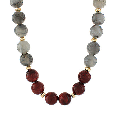 Wine and Gray Large Marble Ncklace