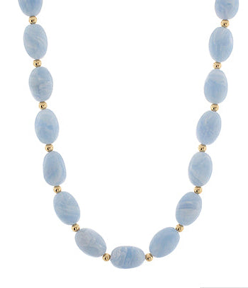 Light Blue Marble Oval Necklace