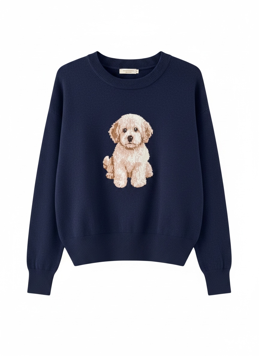 Golden Pup Sweater in Navy