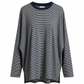 The Levi Striped Oversized Long Sleeve Top in Navy
