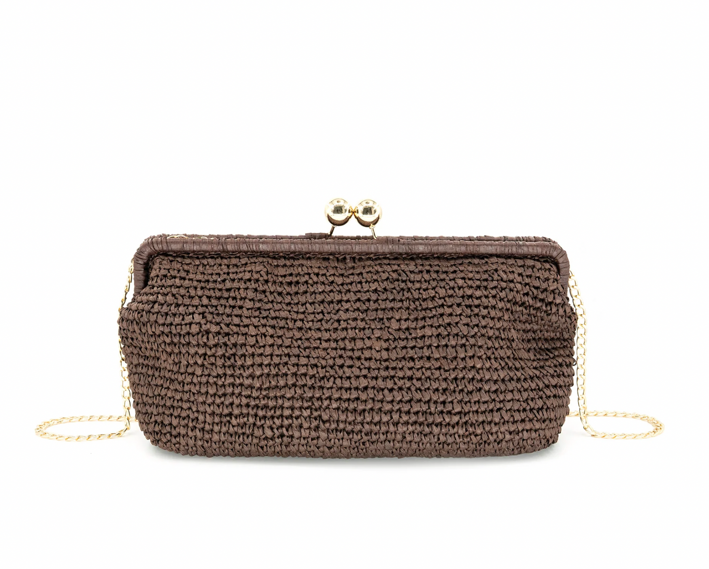 The Nonna Straw Clutch in Chocolate