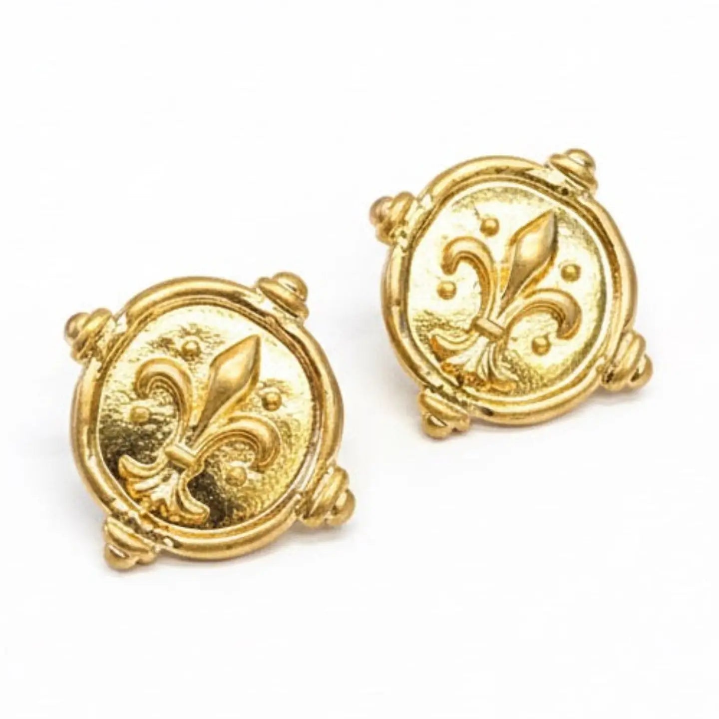Fleur-De-Lis Coin Stud Earrings