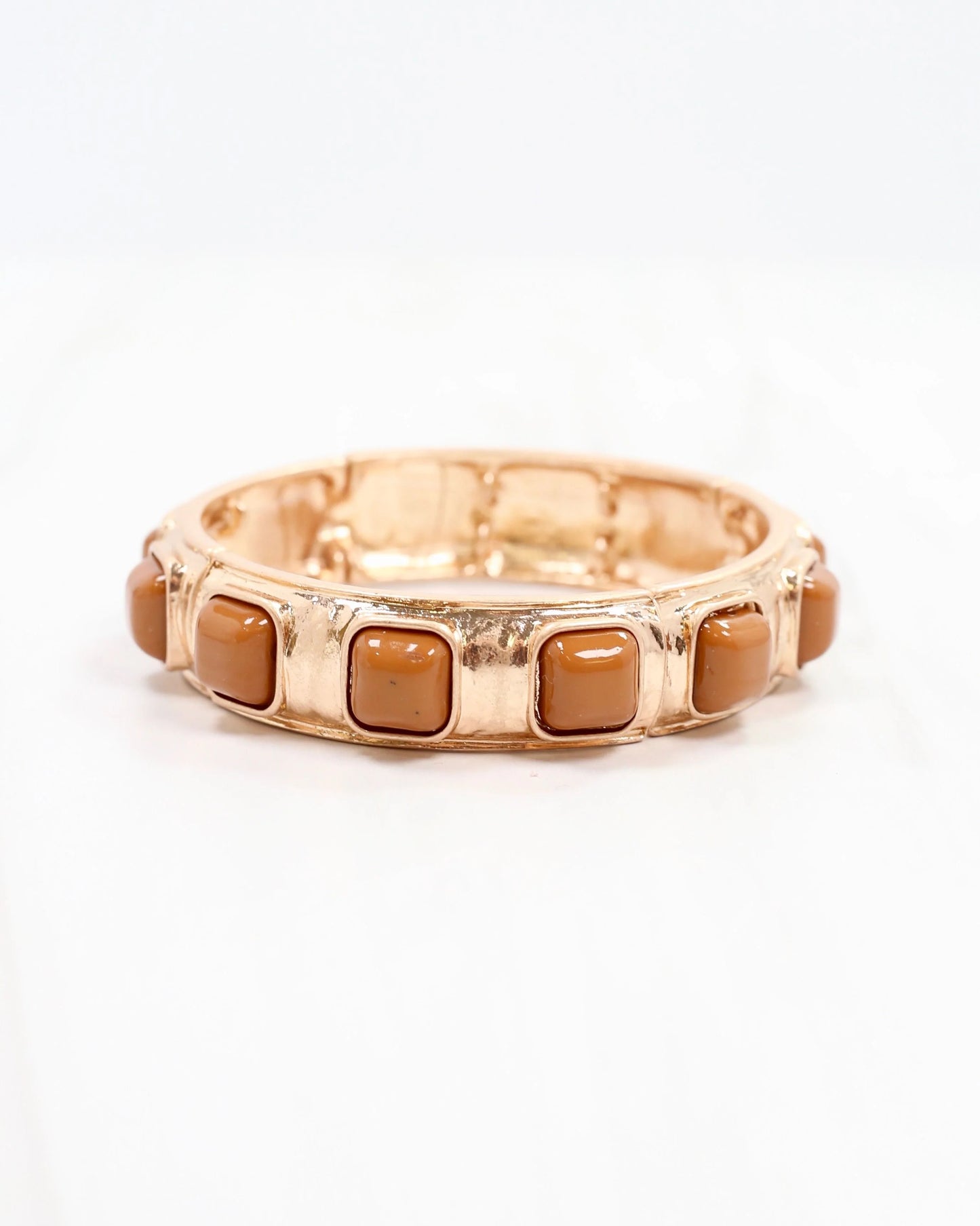 Allie Hammered Gold Stretch Bracelet Taupe