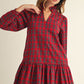 Ruffled High Neck Checker Dress