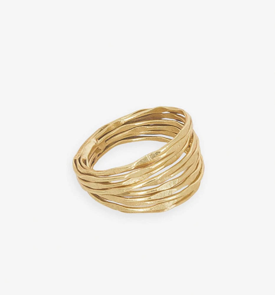 Morgan Brass Multi-Layer Organic Textured Ring 18k