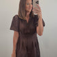 The Sable Dress | Brown Cutwork Eyelet Mini Shirt Dress