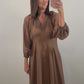 The Vivienne Dress | Brown Long Sleeve Maxi Dress
