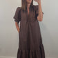 The Walnut Dress | Espresso Puff Sleeve Midi Dress