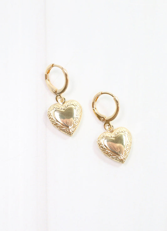 Valery Heart Locket Earring Gold