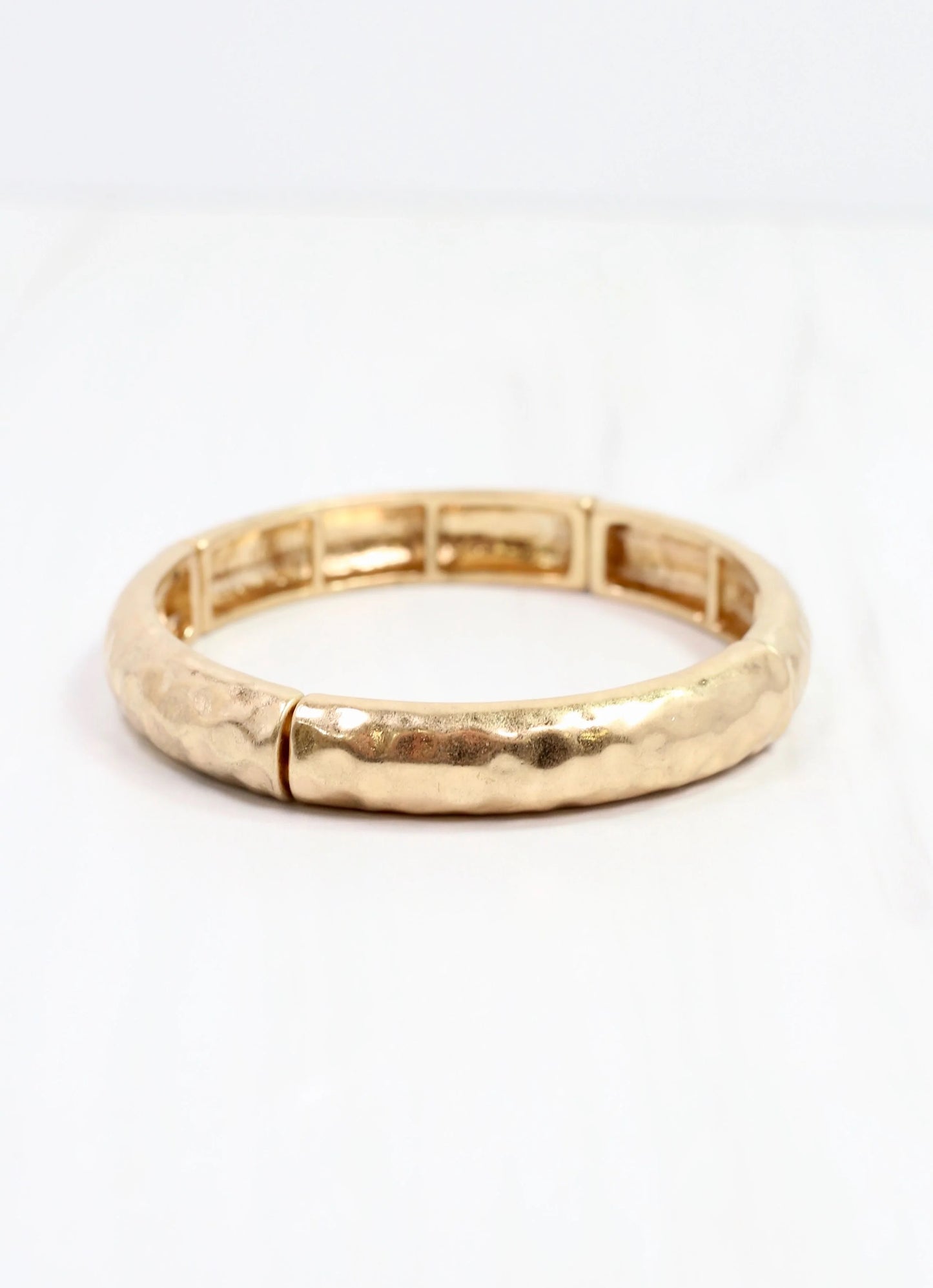 Tandy Hammered Stretch Bracelet Worn Gold