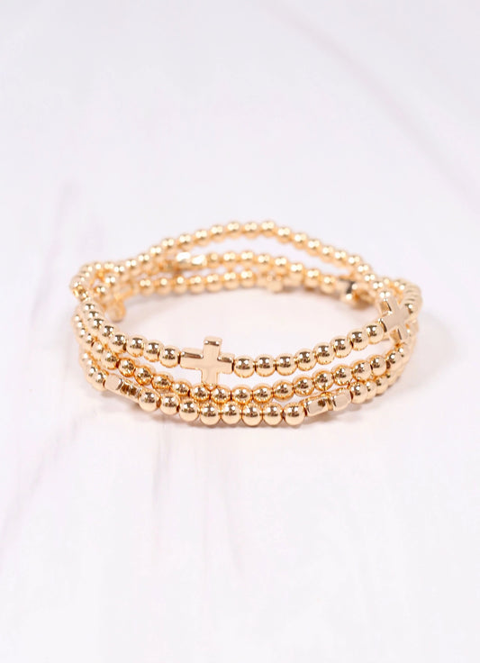 Milano Cross Bracelet Set Gold