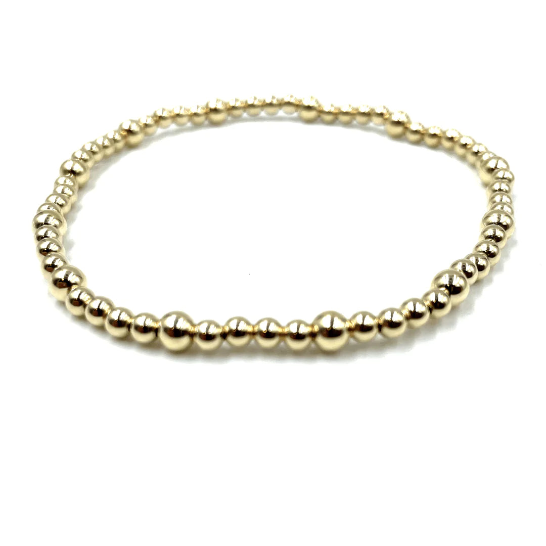 14k Gold Filled Karma 3mm 4mm Beaded Simple Stretch Bracelet